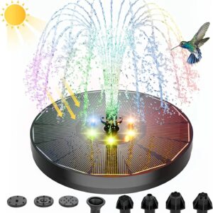 Solar Fountain Water Pump with color LED Lights for Bird Bath  Fixers Floating Garden Pond Tank