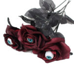Gothic Black Rose Artificial Flower with Eyes Head Bouquet Home Halloween Decoration Horror Fake Rose Flowers