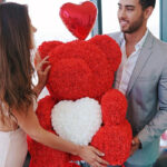 Rose Bear Heart Artificial Flower Rose Teddy Bear For Women Valentine Wedding Birthday Christmas