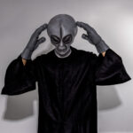 Area UFO Alien Mask Gloves Cosplay Extraterrestrial Organism Monster Skull Latex Helmet Hands Halloween Party Costume Props