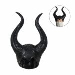 Halloween Latex Headgear Mask Black Long Horns Hat Evil Queen Cosplay Costume Accessories Magic Witch Headpiece Party Decoration