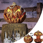 Pop-up Retractable Jack-o'-lantern LED Glowing Eyes Make a Sound Pumpkin Lanterns Horror Decor Prop Haunted House Halloween
