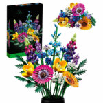 Flower Bouquet Rose Orchid Building Block Bricks Toy DIY Potted Illustration Holiday For Girlfriend Gifts