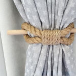 Nordic Solid Wood Stick Thick Cotton Rope Hemp Rope, Simple Curtain Binding Rope Bedroom