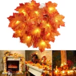 Christmas Decoration Artificial Maple Leaf Leaves LED Light String Lantern Garland Home Party DIY Deco Halloween