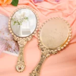 Style Makeup Mirror Makeup Mirror Golden Mirrors Hand held Makeup  Handle Large Quantity