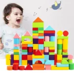 Large Safe Wooden Building Blocks Early Educational Blocks Colorful Construction Toys Kids Learning for Children