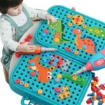 Simulation Screw Toolbox with Electric Drill 2D/3D DIY Disassembly Assembly Building Blocks Model Puzzle Toy for Children's Gift