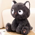 Funny Three Poses Fat Black Cat Plush Stuffed Animals Toy Lifelike Cat Doll for Boys and Girls Children