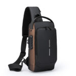 Men Multi-Functional Crossbody Bag Password Lock Motorcycle Waterproof USB Charging Port Anti-Theft Chest Bag