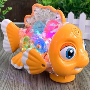 Transparent Gear Swinging Fish Electric Toy, Fun Lighting And Music, All-Round Walking Fish, Suitable For Children's Creative