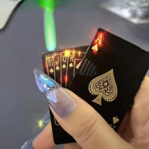 Lighter Creative Metal Windproof Blue Flame Playing Card Cigarette Lighter Funny Toy Smoking Accessories Gift for Men