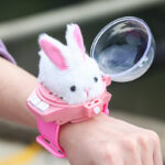 Children RC Car Mini Watch Toys With LED Lights Car Toy Watch Rabbit Crab Racing Toys RC Car Girls Boys