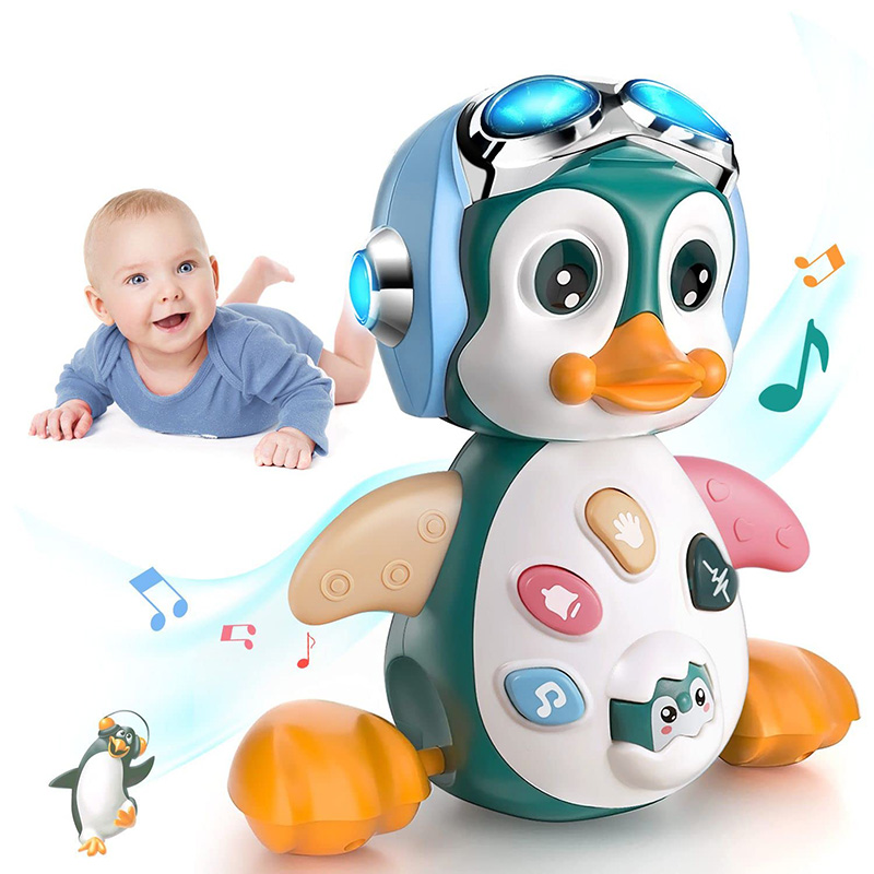 Baby Crawling Toys Musical Penguin Infant Moving Walking Dancing Toys with Light Toddler Interactive Development