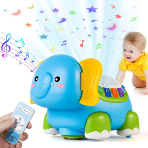 Baby Crawling Toys Musical Elephant Tummy Time Infants Toys with Timer Colorful Light Up Projection