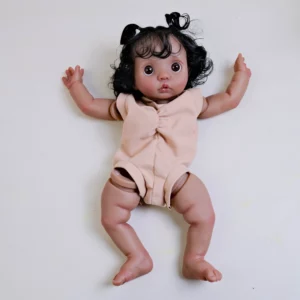 Peeka Dark Skin Already Painted Kit Lifelike Newborn Baby Doll Unfinished Doll parts with Cloth Body and Eyes