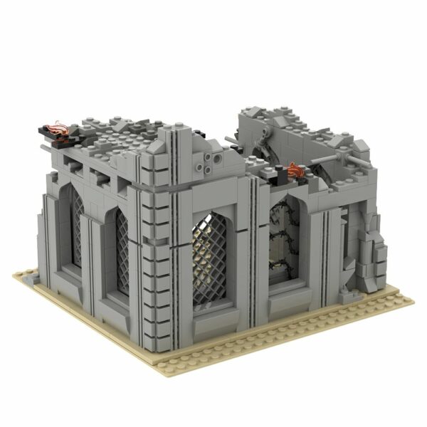 Damaged Tree House Building Blocks Military War Scene Ruins Battlefield Broken Walls Fortress Bricks