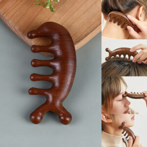 Head Meridian Massage Comb Sandalwood Wide Tooth Comb Acupuncture Therapy Blood Circulation Anti-static Bristle Brush