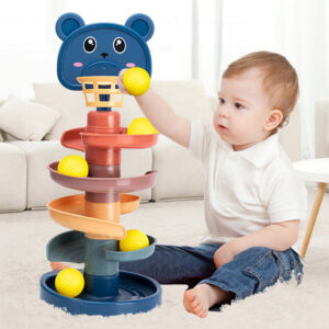Montessori Baby Toys Rolling Ball Pile Tower Early Educational Toy For Babies Rotating Track Baby Gift Stacking Toy
