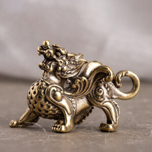 Style Brass Qilin Dragon Statue Figurine for Wealth Prosperity Luck Fengshui Vintage Ornaments for Home Decoration