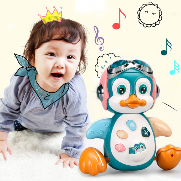 Baby Crawl Toy Electric Crawling Penguin with Light Music Cartoon Animals Interactive Development Toys