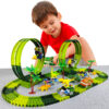 Magic Climbing electric dinosaur car Track Railway Toy Car Set Bend Flexible Race Track Flash Light Car High