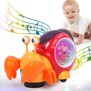Crab Baby Toys with Music LED Light Up Interactive Musical Toys for Baby Dancing Crawling Toys Moving Toddler Toys