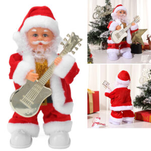 Santa Claus flannelette plastic electric music lights doll Christmas toys gifts