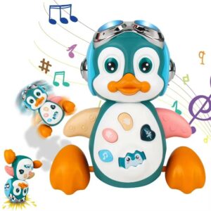 Baby Crawling Toys Musical Penguin Infant Moving Walking Dancing Toys with Light Toddler Interactive Development
