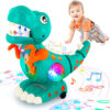 Baby Toys Light Up Musical Crawling Dinosaur Toys Tummy Time Montessori Sensory Interactive Electric Toys