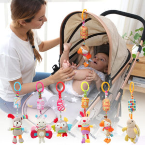 Baby Sensory Hanging Rattles Soft Learning Toy Plush Animals Stroller Infant Car Bed Crib with Teether for Bebe