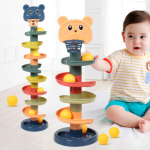 Rolling Ball Pile Tower Early Educational Toy Rotating Rolling Ball Pile Tower Baby Toys Montessori Spin Track Stacking