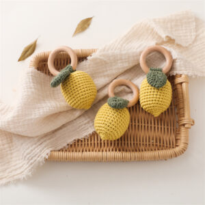 Rattle Bite Strength Exercise Comfort Toy Children's Crochet Fruit Rattle Music Toy Teether Newborn Toy