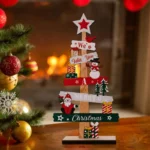 New Years Party Gifts Desktop Christmas Tree Santa Claus DIY Decoration Wooden Christmas Signs Plaque