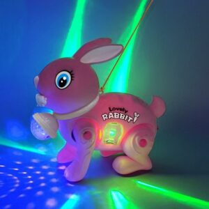 Electronic Walking Rabbit Toy Music Lovely Luminescent with Traction Rope Toys for Baby Learning Crawling