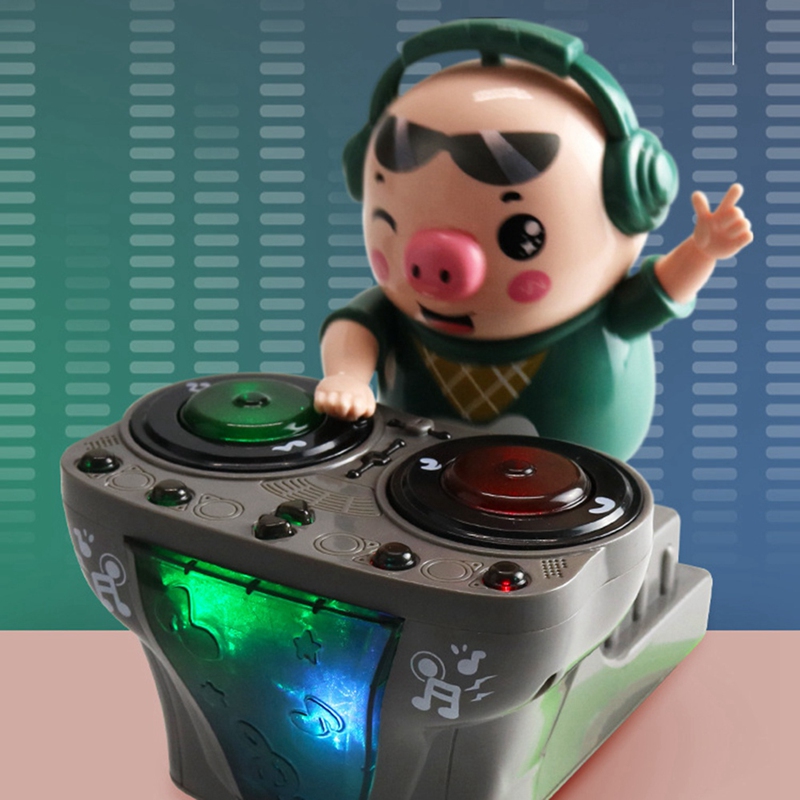 Children Toys DJ Rock Pig Electric Doll Toys Light Music Fun Electronic Party Doll Pig Waddles Dances Musical Toys