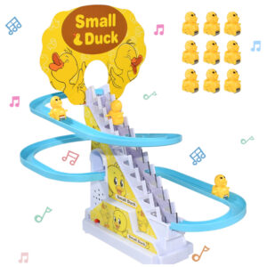 Kids Electronic Pets Cute Small Duck Climbing Stairs Track Slide Toy with Lights Musical Game Interaction Baby