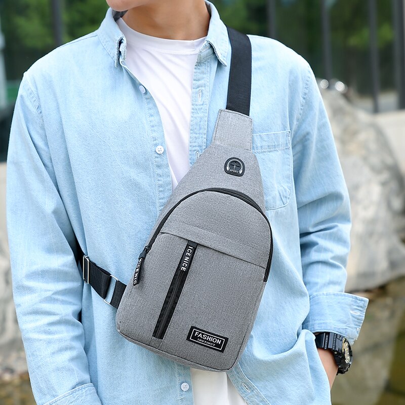 Men's Chest Bag Shoulder Messenger Bag Casual Canvas Travel Bag Waist Bag Multifunctional Waterproof Storage Bag