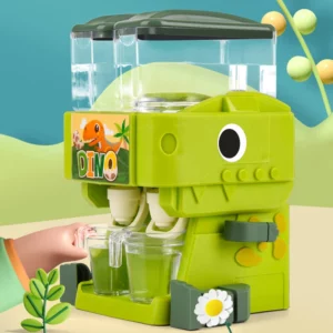 Children Dinosaur Dual Water Dispenser Toy with Cute Pink Blue Cold/Warm Water Juice Drinking Fountain Simulation