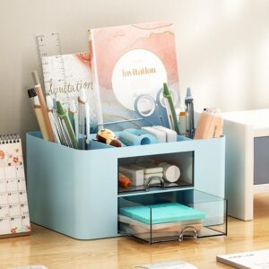 Creative Transparent Drawer Storage Box Desktop Cosmetics Organizer Student Pen Holder School