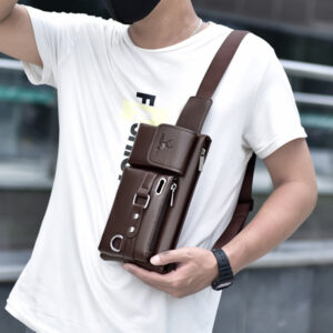 Men's Chest Bag Casual Multifunction Sports PU Large Capacity and Convenience Carrying Male's Waist Crossbody Bags