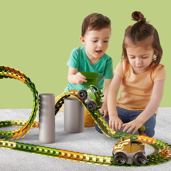 Electric Race Car Toys For Boys Dinosaur Antigravity Flexible Train Track Toys Education Birthday Gift For Kids