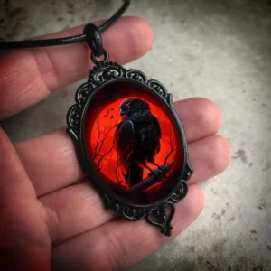 Necklace Women Men Fashion Pagan Witch Jewelry Accessories Gift Blood Owl Glass Charm Rope Chain Choker