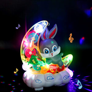 Electronic Pet Rabbit Transparent Gear Moon Rabbit Toy Car Children's Interactive Playmate Educational Crawling