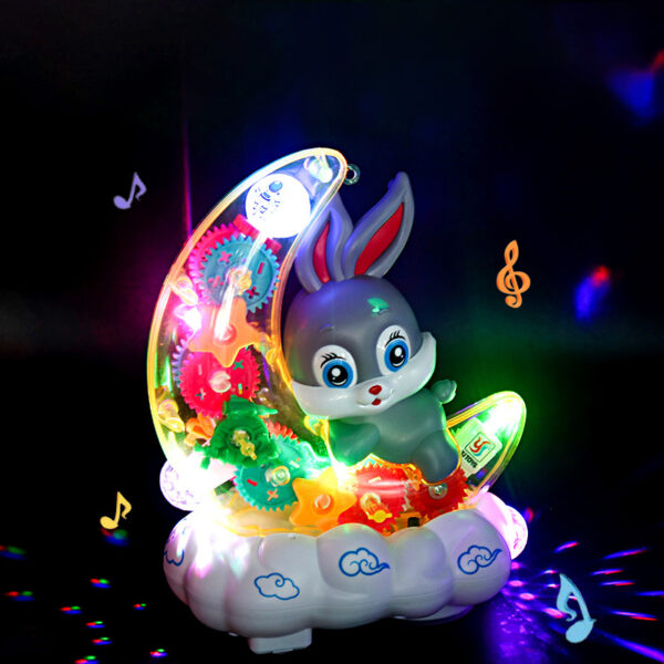 Electronic Pet Rabbit Transparent Gear Moon Rabbit Toy Car Children's Interactive Playmate Educational Crawling