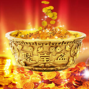 Basin Water Treasure Feng Shui Fruit Altar Golden Brass Meditation Cup Holder Wealth Supplies Good Money Lucky