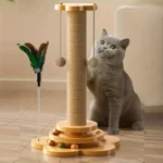 Mewoofun Cat Scratching Post for Indoor Soft Rabbit Fleece Perch for Rest Natural Sisal Scratcher Interactive Kitten