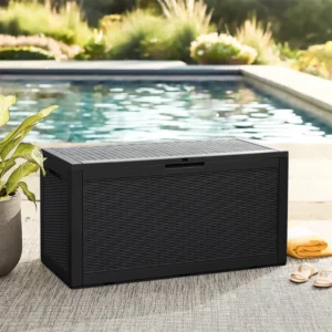 Outdoor All-Weather Gallon Resin Deck Box, Black Organizer Home Organization Storage Box