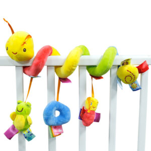 Hanging Spiral Rattles Infants Baby Caterpillar Plush Toys Babies Wrap-Around Stroller Spiral Hanging Toys