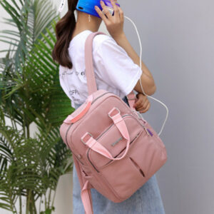 Women's USB Charging Computer Bag High Capacity Academic Style Travel Backpack
